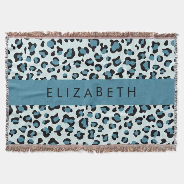 Couverture Empreinte de léopard, Spots, Leopard Bleu, Votre N (Devant)