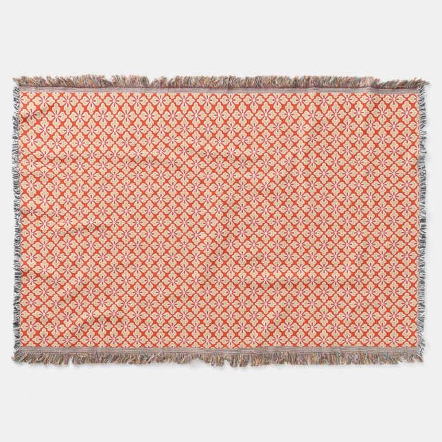Couverture Empreinte florale kimono, pêche et mandarine orang (Devant)