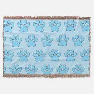 Couverture Empreintes de pattes chiots en bleu bébé