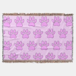Couverture Empreintes de pattes de chiot en rose