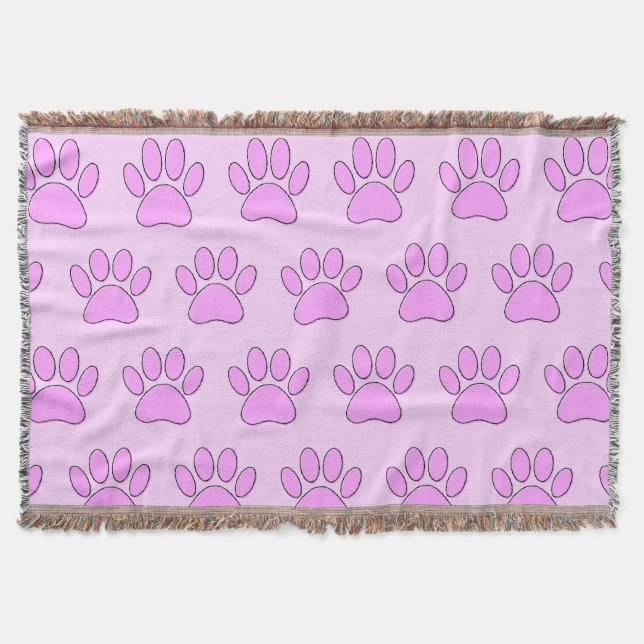 Couverture Empreintes de pattes de chiot en rose (Devant)