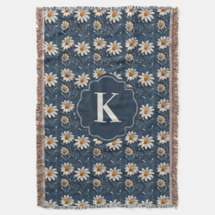 Couverture en denim à marguerite brodée Monogram