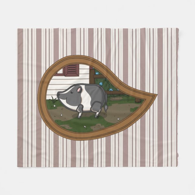Couverture en laine polaire Basil le Cochon (Devant (Horizontal))