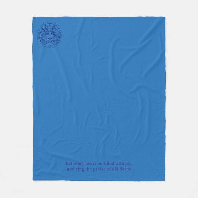 Couverture en laine polaire bleue avec logo et dev (Devant)