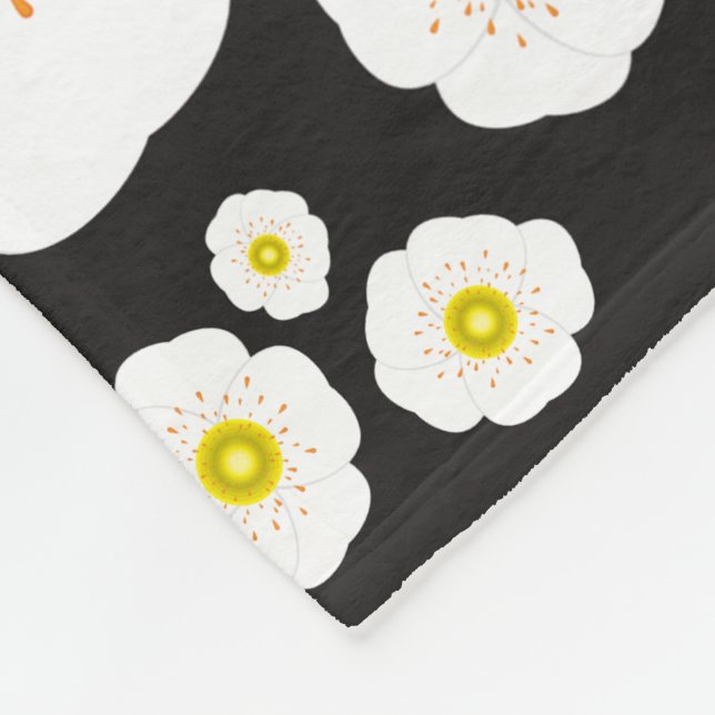 Couverture en laine polaire Coquelicots blancs (3  (Coin)