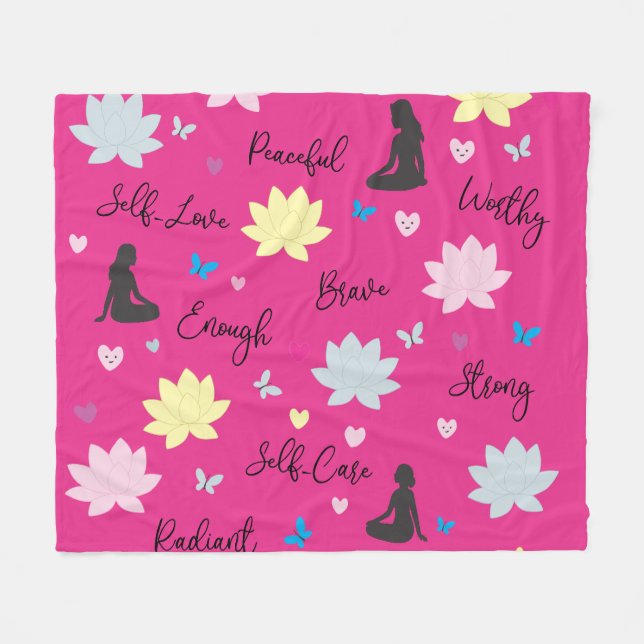 Couverture en laine polaire rose Couverture floral (Devant (Horizontal))