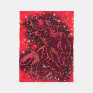 Couverture en laine polaire rouge avec taureau cou