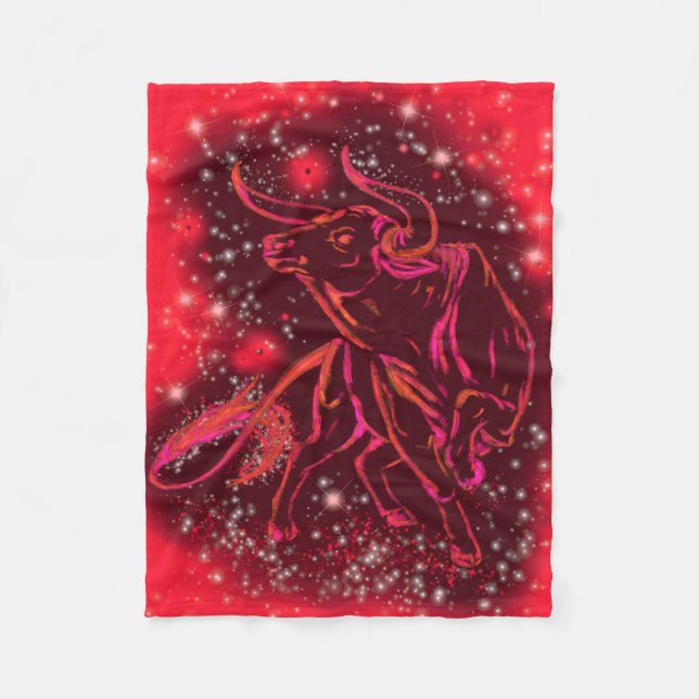 Couverture en laine polaire rouge avec taureau cou (Devant)