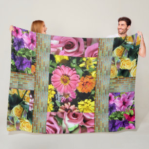 Couverture en polaire à fleurs multicolores