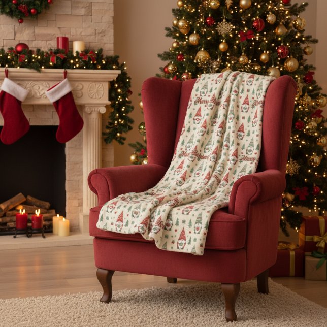 Couverture en polaire à motif de gnome de Noël cha (Créateur téléchargé)