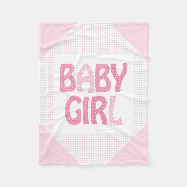 Couverture en polaire / Bébé fille / Pois roses (Devant)