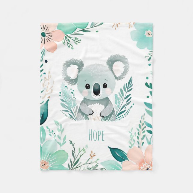 Couverture en polaire bébé personnalisée Boho Koal (Devant)
