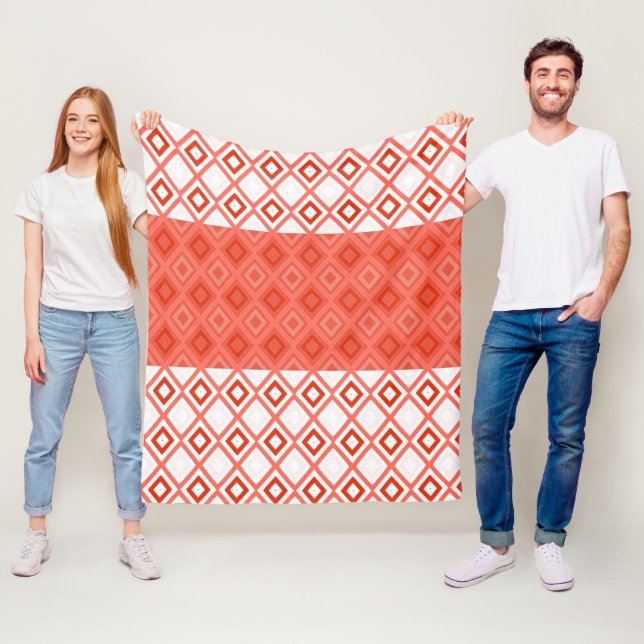 Couverture en polaire blanche à motif corail et or (En situation)