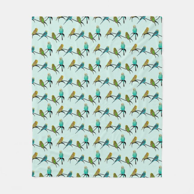 Couverture en polaire Budgie Frenzy (Cyan clair) (Devant)