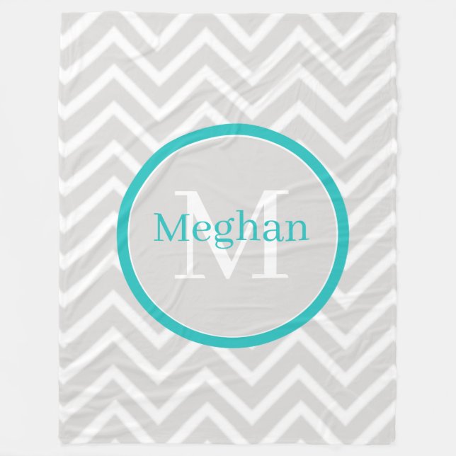 Couverture en polaire Chevron Monogram turquoise (Devant)
