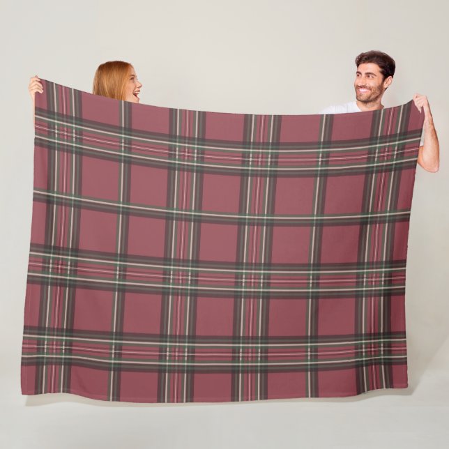 Couverture en polaire classique rouge plaid (En situation)