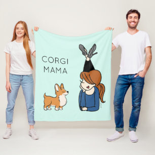 Couverture en polaire Corgi Mama personnalisée