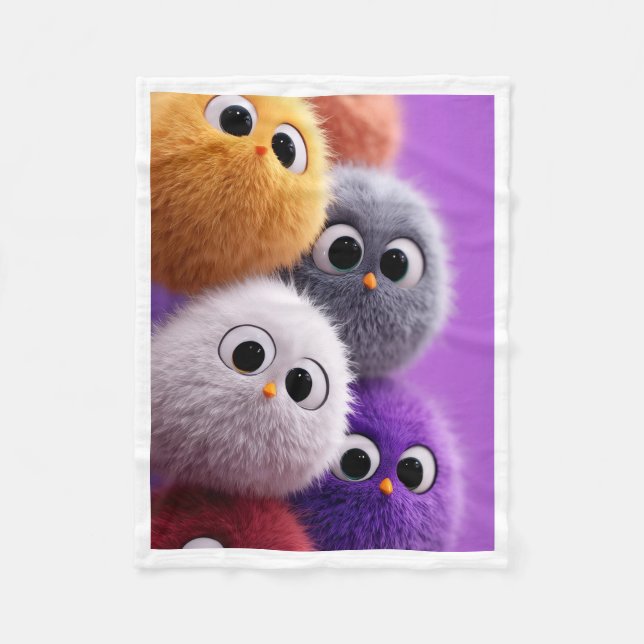 Couverture en polaire Créatures Douces et Flous (Devant)