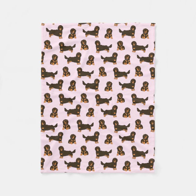 Couverture en polaire Dachshund aux cheveux longs (Devant)