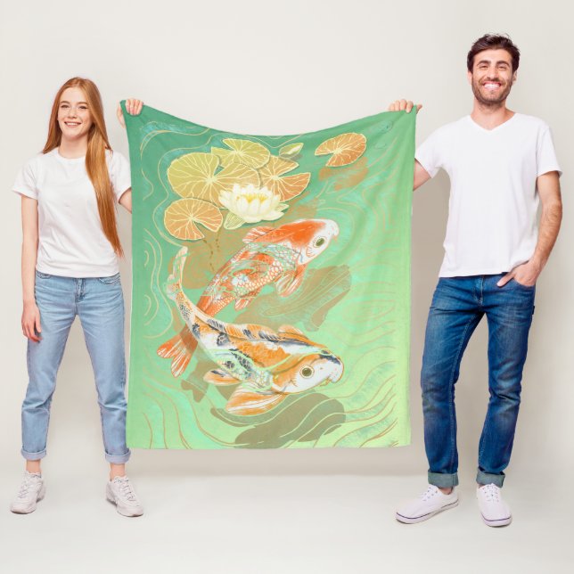 Couverture en polaire de carpe Koi Poisson Fleur d (En situation)