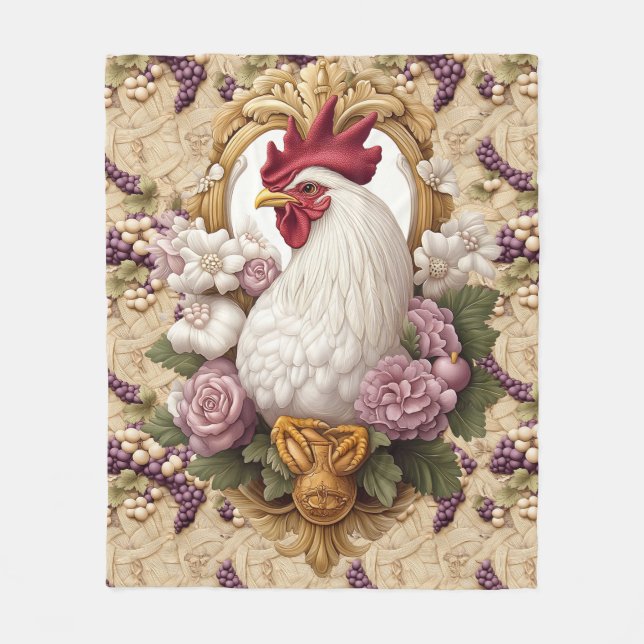Couverture en polaire de coq et de raisin (Devant)