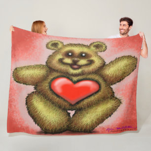 Couverture en polaire de l'ours du coeur