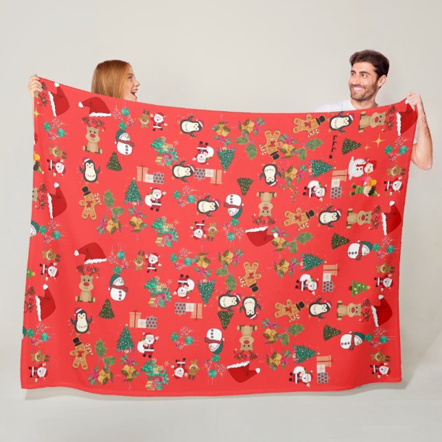 Couverture en polaire de Noël (En situation)