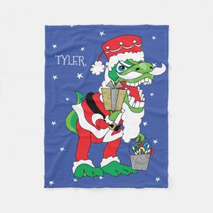 Couverture en polaire de Noël/petit TySantaSaurus 