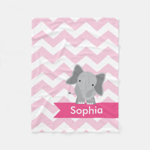 Couverture en polaire d'éléphant rose personnalisé