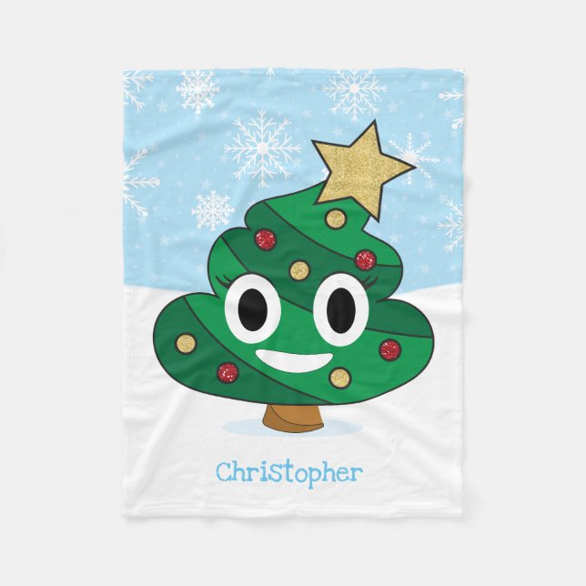 Couverture en polaire Emoji Arbre de Noël (Devant)