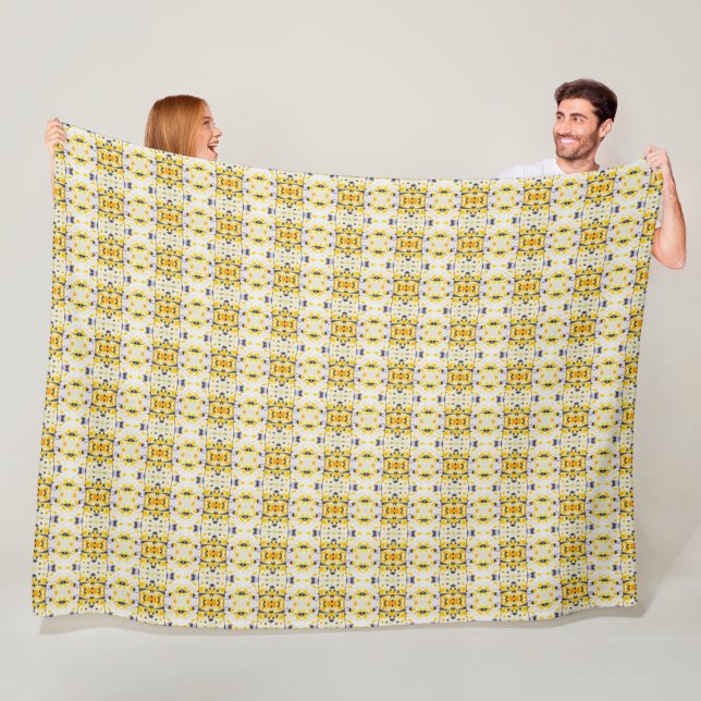 Couverture en polaire en imprimé noir et jaune (En situation)