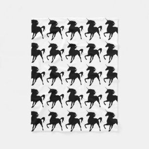 Couverture en polaire en silhouette Unicorne noire