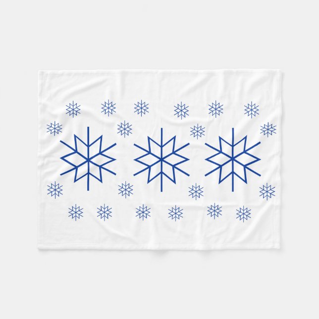Couverture en polaire - Flocon de neige bleu (Devant (Horizontal))