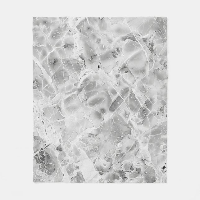 Couverture en polaire gris doux "Opulent Marble Wh (Devant)