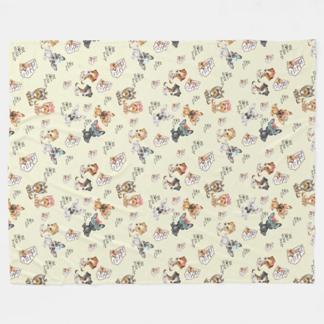 Couverture en polaire jaune, grande 60 po x 80 po (Devant (Horizontal))