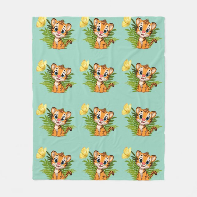 Couverture en polaire Little Tiger & Butterfly (Devant)