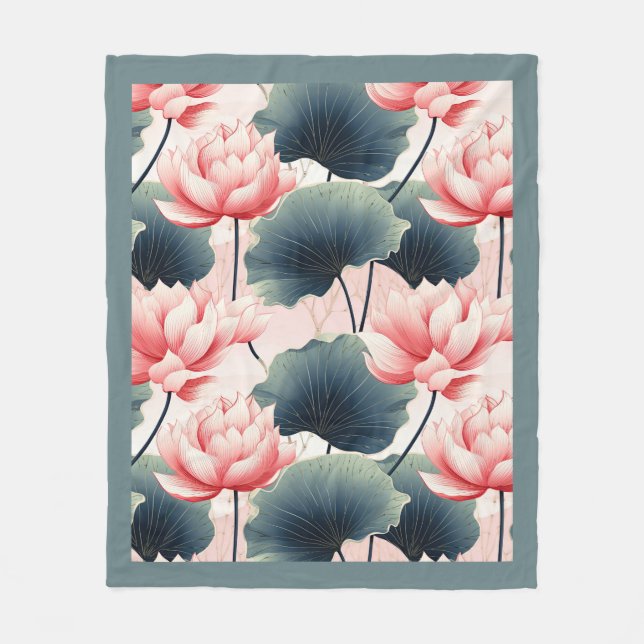 Couverture en polaire Lotus rose (Devant)