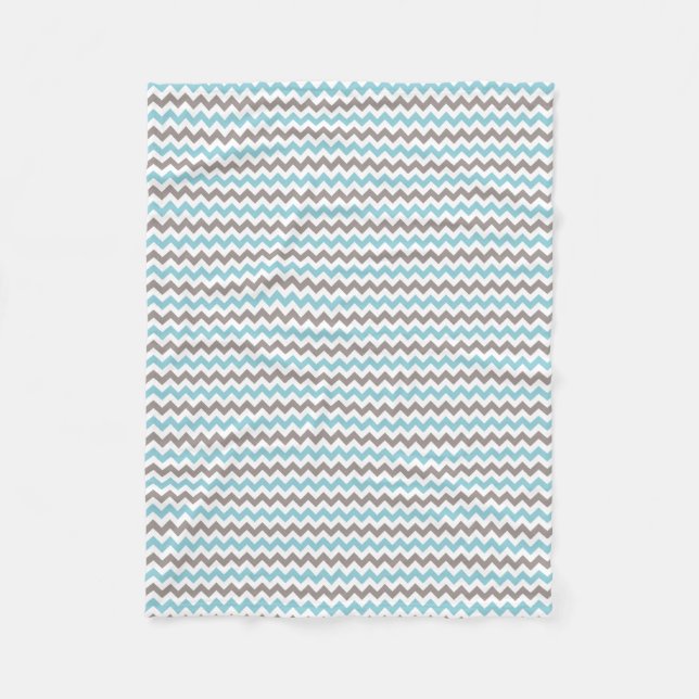 Couverture en polaire moderne bleu gris Chevron (Devant)