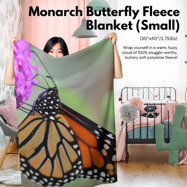 Couverture en polaire monarque papillon (petite) (The Butterfly Studio Home Decor Trendy Stylish Cute Fun 
Monarch Butterfly Fleece Blanket (Small))