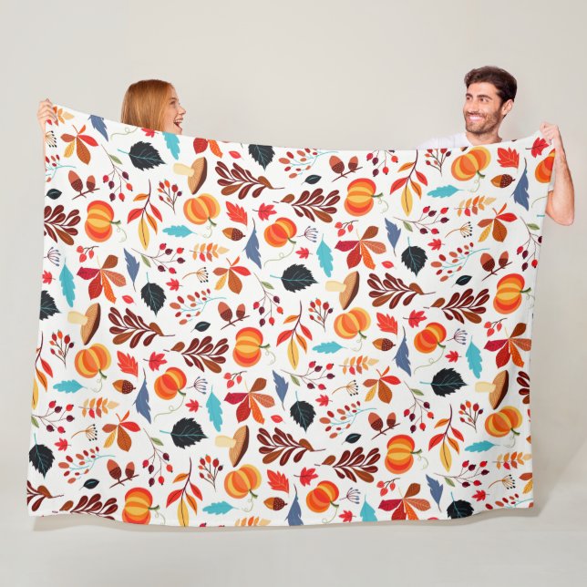 Couverture en polaire Motif d'automne (En situation)