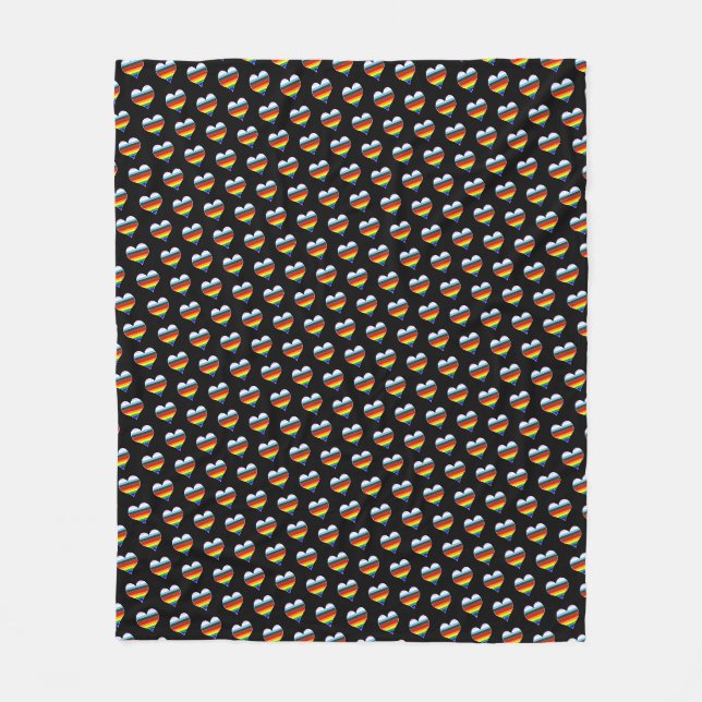Couverture en polaire Motif Rainbow Heart (Devant)