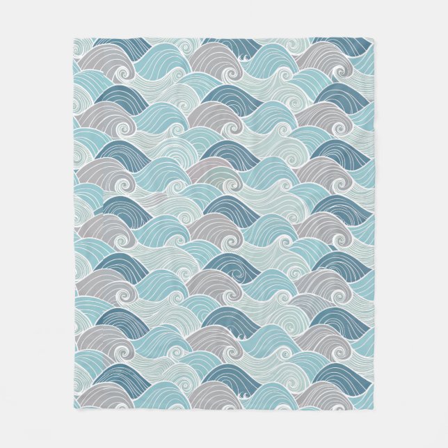 Couverture en polaire Ocean Breeze Bleu & Gris (Devant)