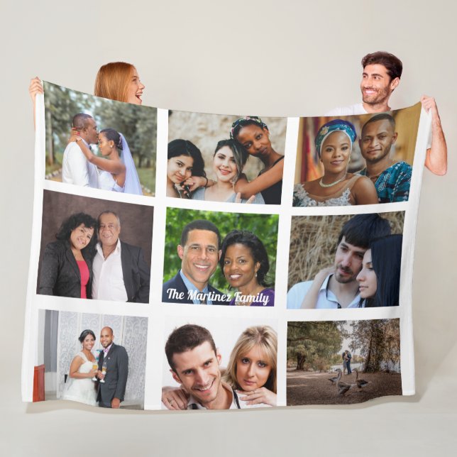 Couverture en polaire personnalisée à 9 images (En situation)