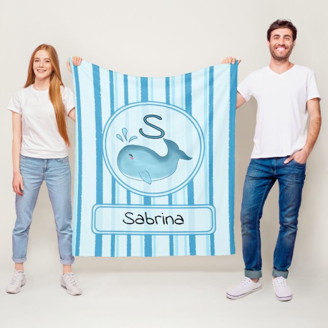 Couverture en polaire personnalisée Baleine bébé m (En situation)