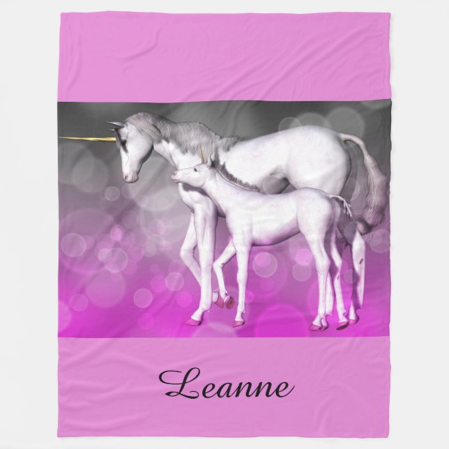 Couverture en polaire personnalisée Unicorne viole (Devant)
