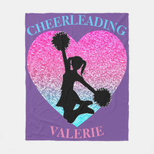 Couverture en polaire pom-pom girl avec nom person