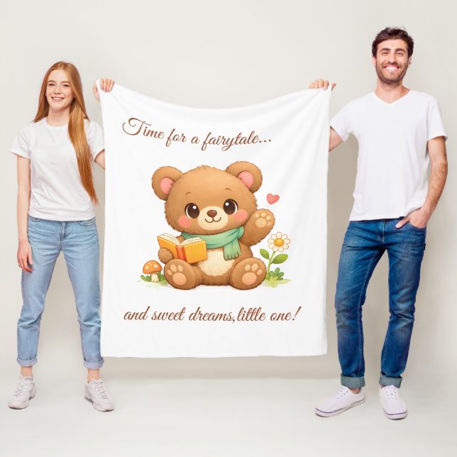Couverture en polaire pour enfants | "Ours de lect (En situation)