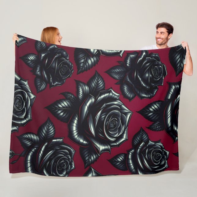 Couverture en polaire Rose noir 60x80 (En situation)