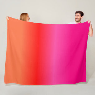 Couverture en polaire rose, rouge et orange