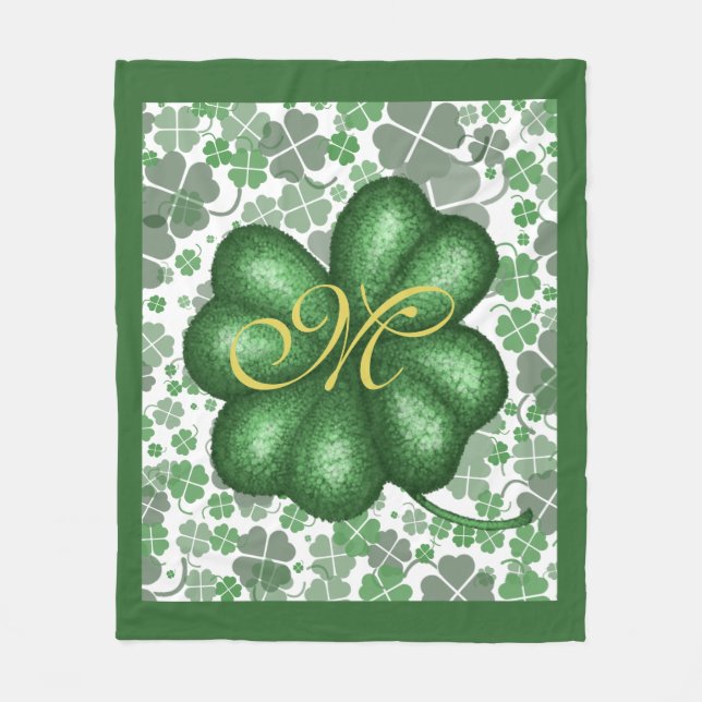 Couverture en polaire Shamrock Monogramme (Devant)